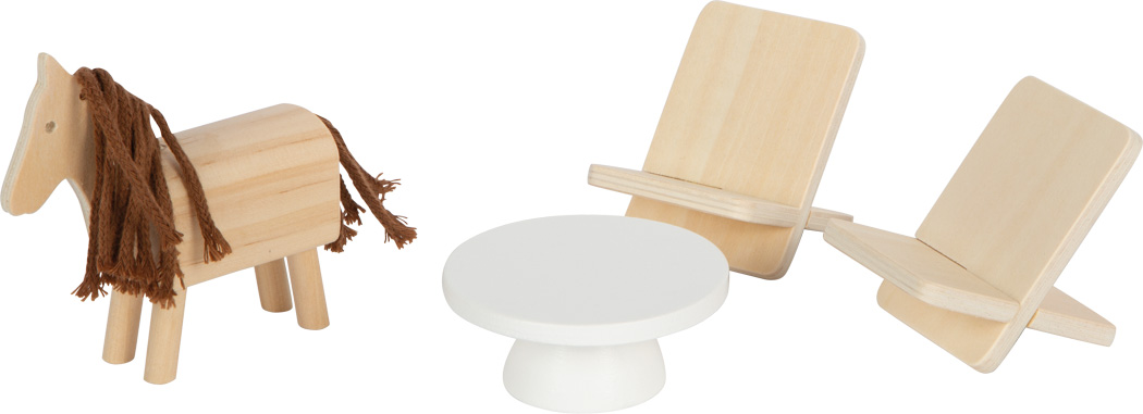 Põhjamaise disainiga puidust nukumaja koos mööbliga ja katuse­terassiga Suur kolmekorruseline puidust nukumaja lastele