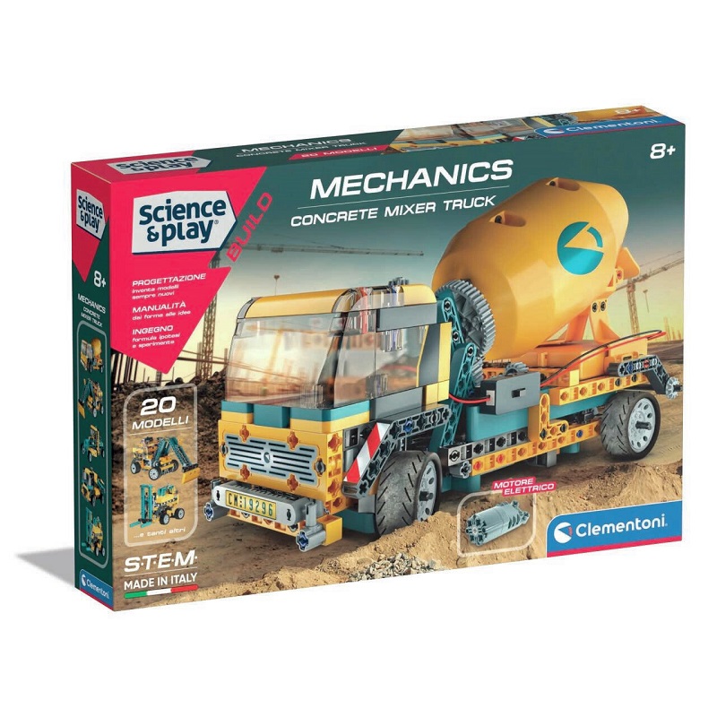 Clementoni 20in1 konstruktor – betooniseguri STEM komplekt Motoriseeritud ehitusmasinate konstruktor lastele