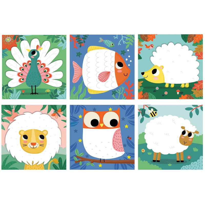 Créa Lign' näpuvärvidega kunstikomplekt Loomad lastele Laste näpuvärvide ja pildikaartidega loovuskomplekt