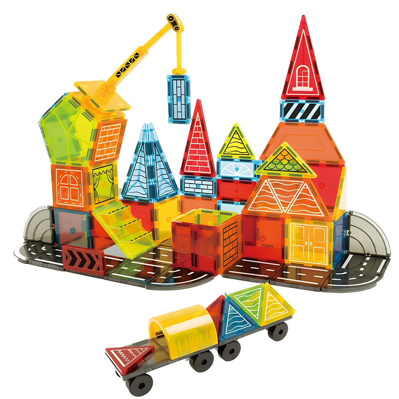 Magnetklotsid „Ehitusplatsil“ – 42-osaline komplekt kuhu kuuluvad autoalused, autorajad, kraanajupid, ehitusklotsid ja tugevad magnetklotsid