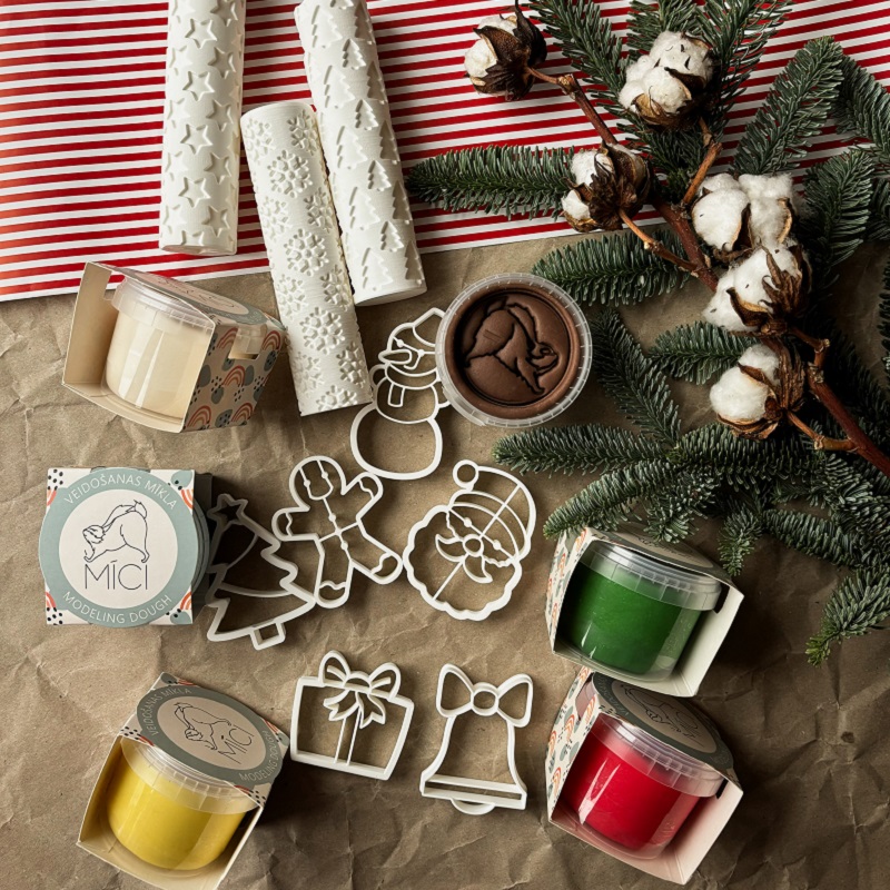 MĪCI mustrirull ja voolimisrull plastiliinia, küpsiste, piparkookide või kineetilise liivaga kasutamiseks