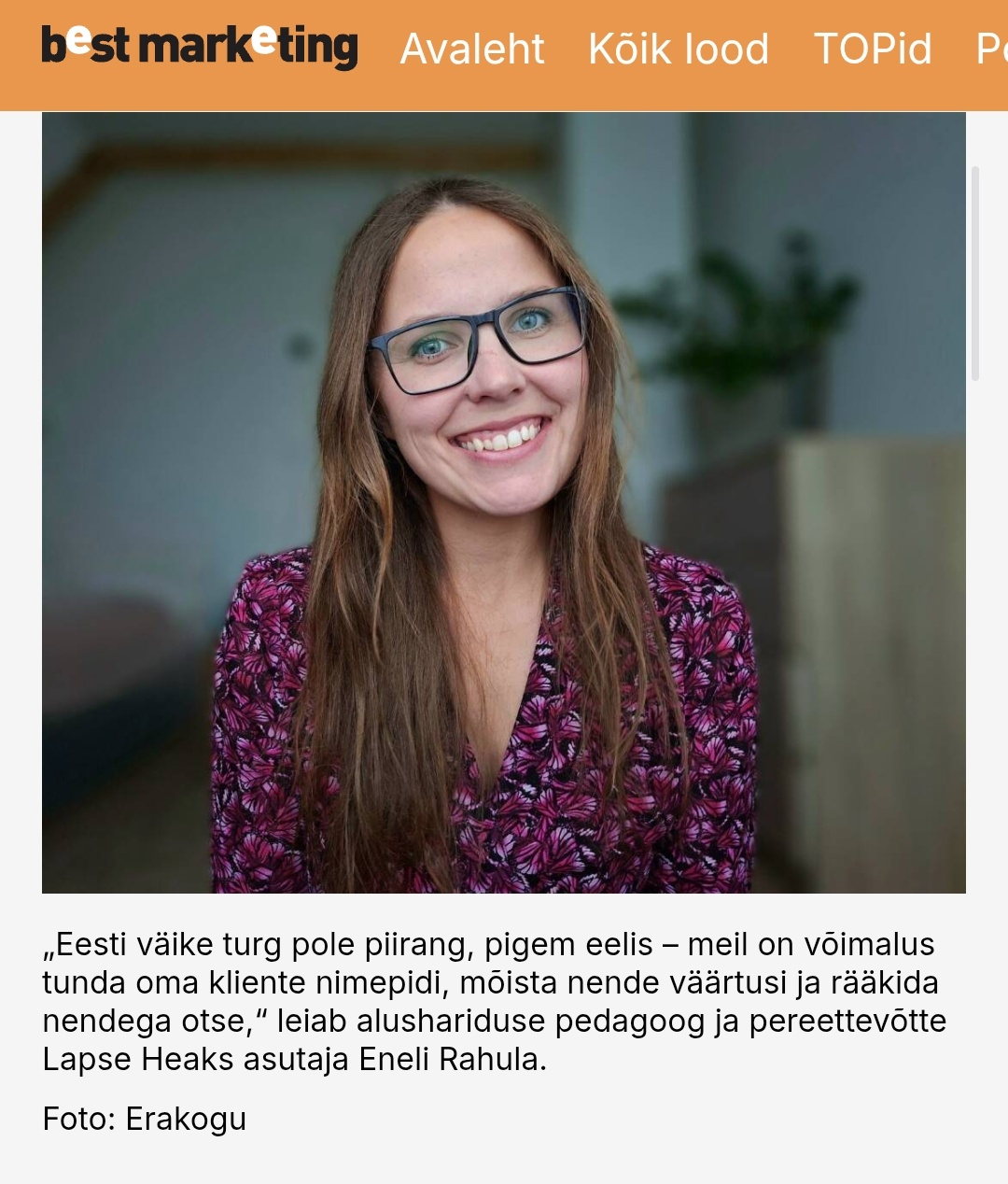 Eneli Rahula Best Marketing artikli jaoks