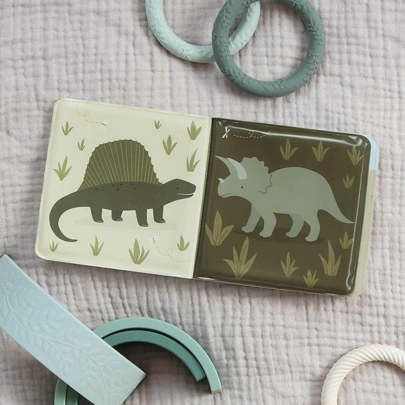 veekindel ja pehme A Little Lovely Company dinosauruse vanniraamat