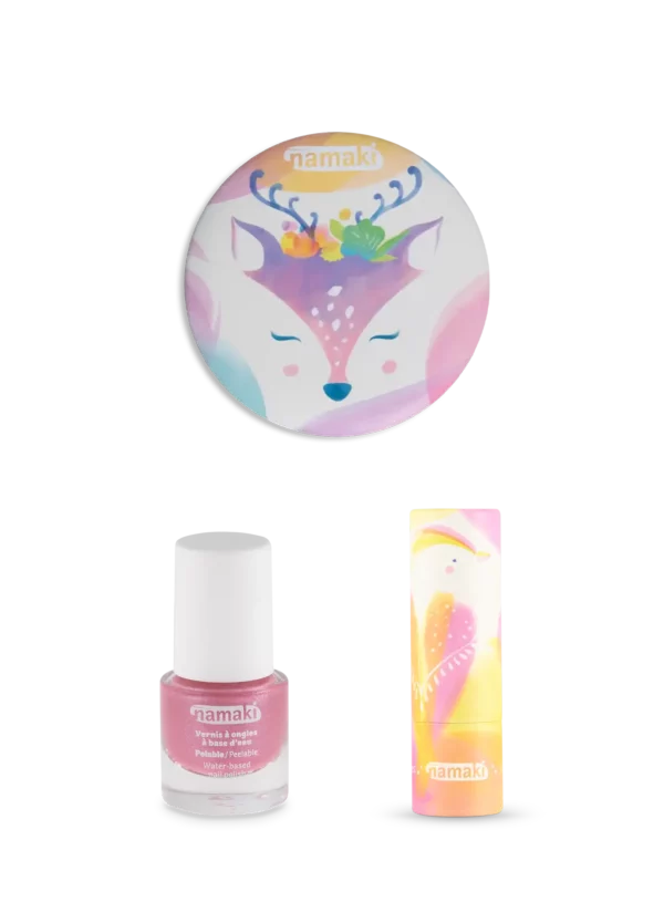 Namaki orgaaniline meigikomplekt koos öökullipeegliga COSMOS Organic sertifikaadiga vegan meigikomplekt lastele