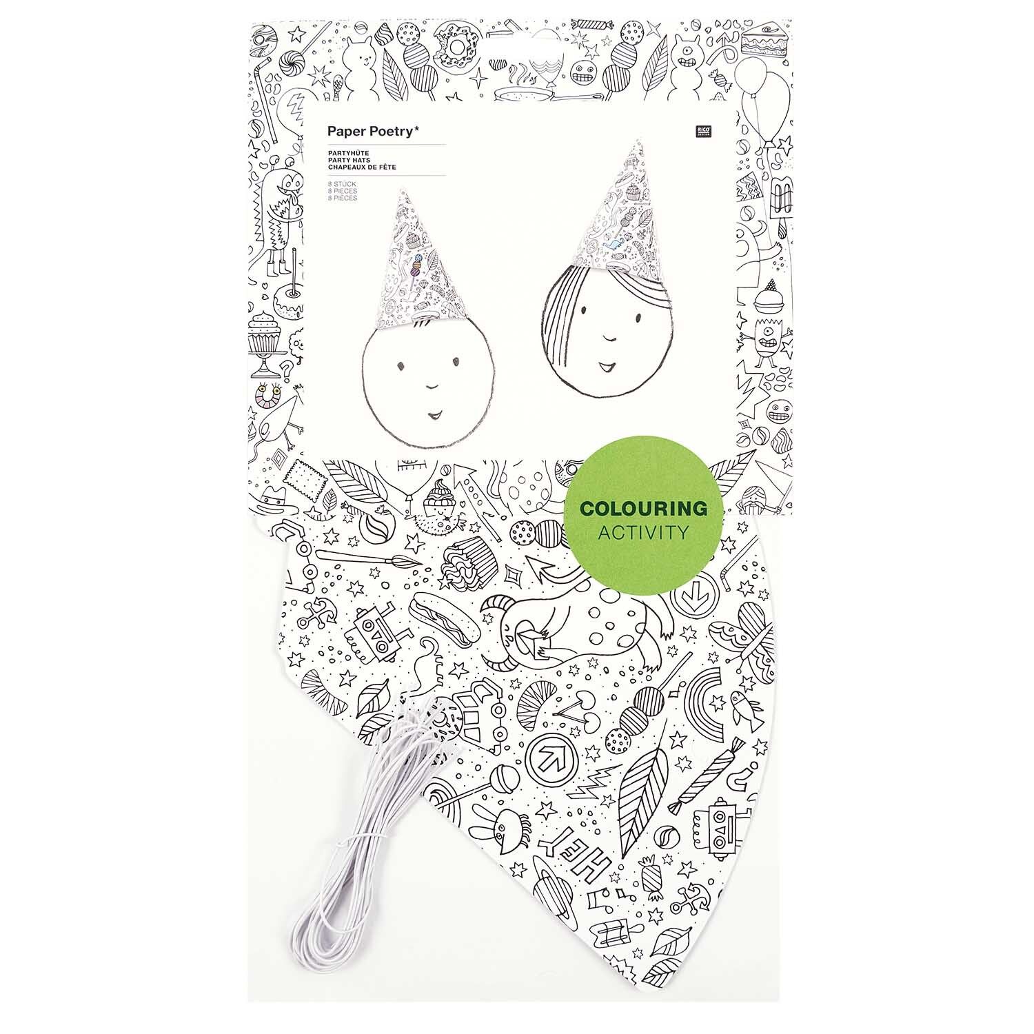 Värvitavad peomütsid lastele – 8 tk