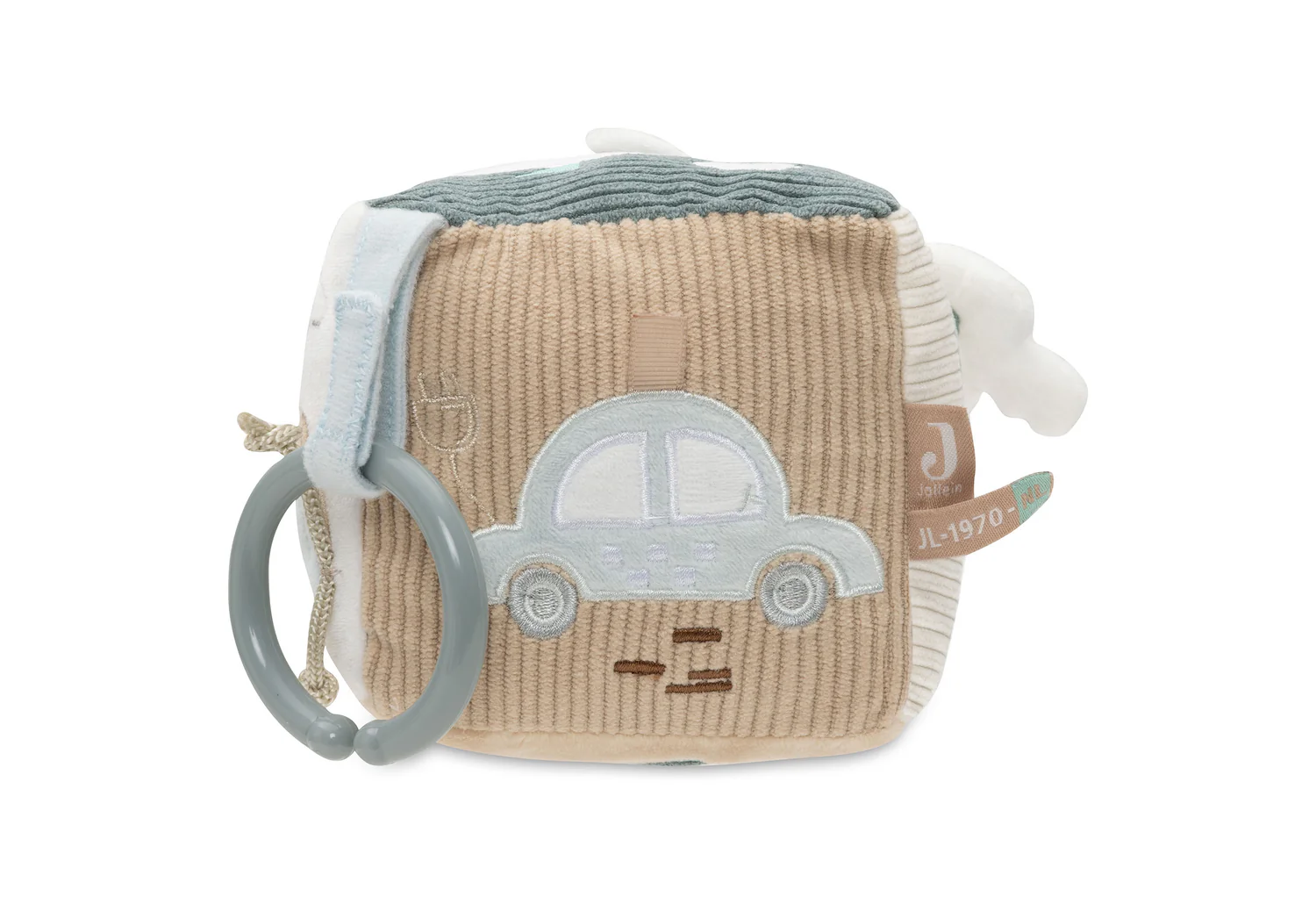 Jollein Riputatav aktiivsuskuubik Rännuteel – On The Go beebimänguasi Aktiivsuskuubik peegliga ja krõbiseva võtmega