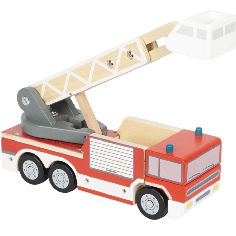 Puidust tuletõrjeauto pöörleva redeliga – tuletõrjeauto mänguasi