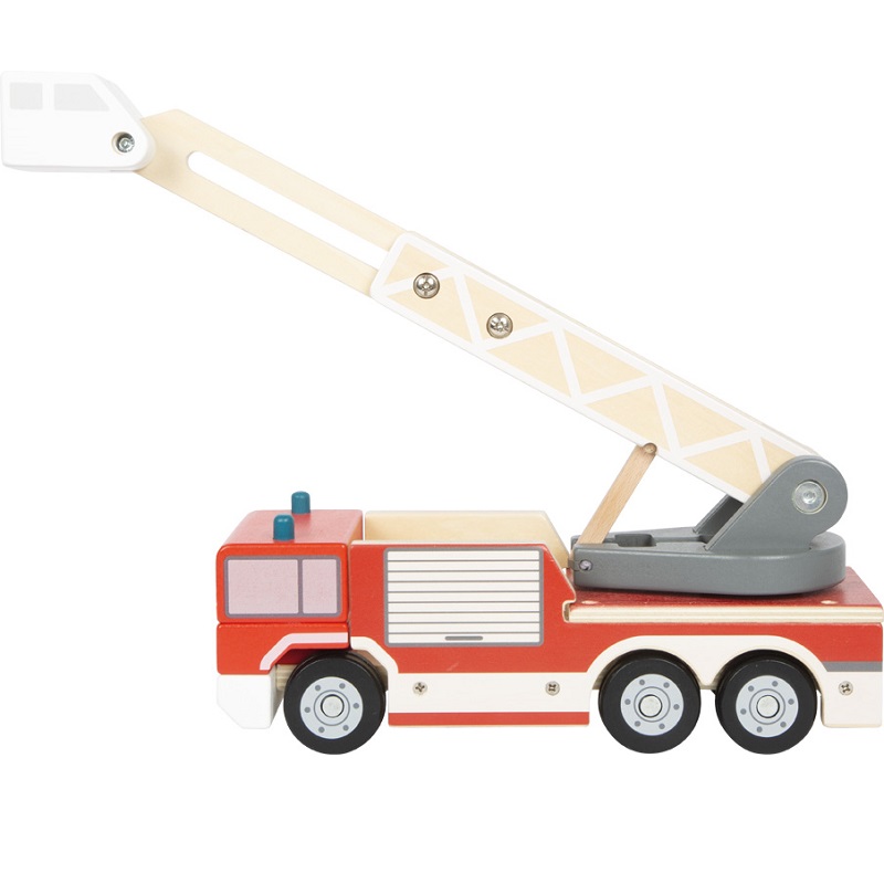 Puidust tuletõrjeauto pöörleva redeliga – tuletõrjeauto mänguasi