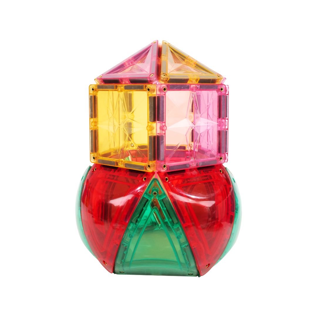 Cleverclixx Curved Dome Pack Intense 47 tk – kumerad kolmnurga kujuga magnetklotsid, mis ühilduvad Connetix ja teiste magnetklotsidega