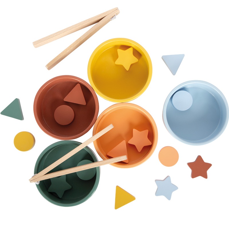 Montessori sorteerimismäng tangidega Kujundid ja värvid