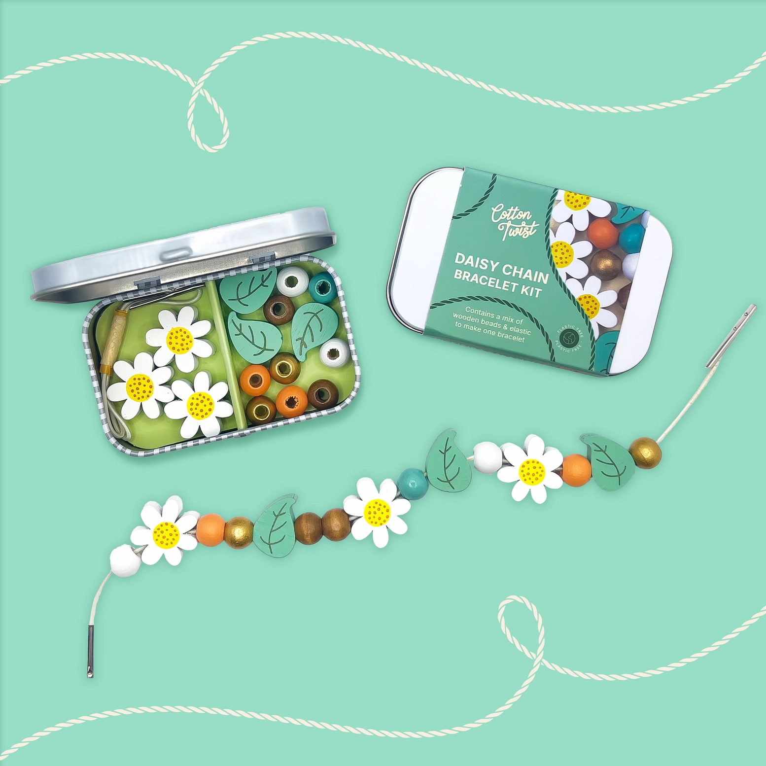 Cotton Twist Daisy Bracelet Bead Kit Karikakrad – käevõru helmeste komplekt
