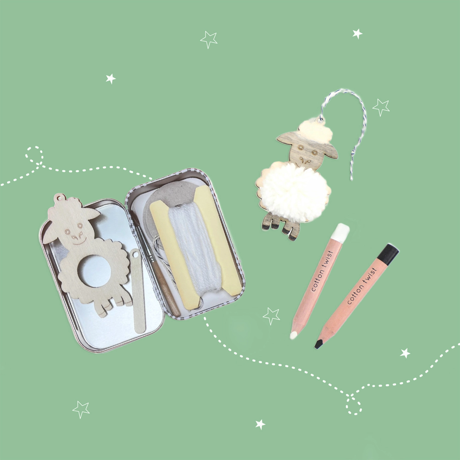 Cotton Twist pom pom taluloomad lammas meisterdamiskomplekt kinkekarbis Cotton Twist pom pom taluloomad lammas meisterdamiskomplekt kinkekarbis