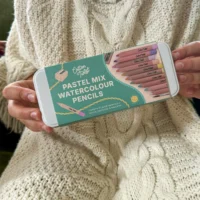Cotton Twist pastelsed akvarellpliiatsid metallkarbis – 10 tk pintsel ja teritaja