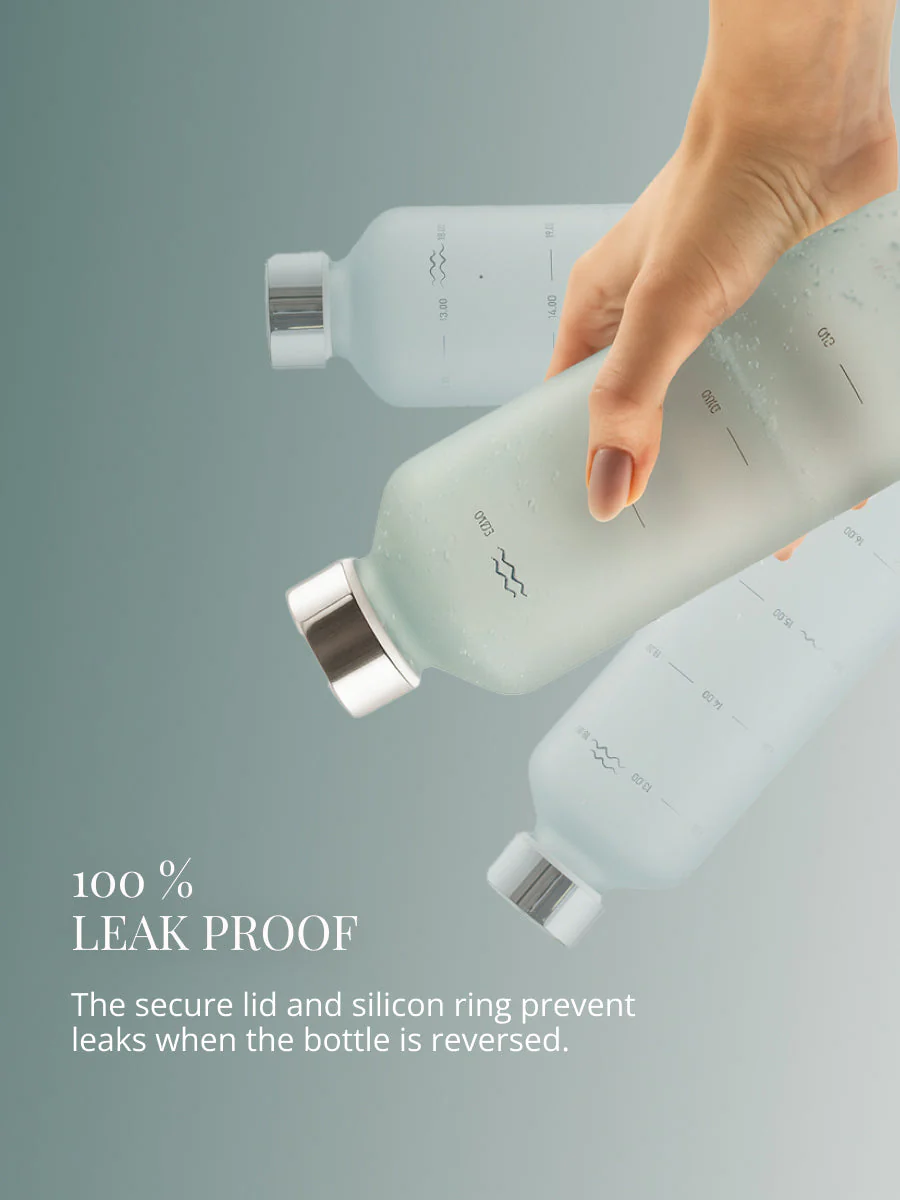 750 ml EQUA klaaspudel veejoomise meeldetuletusega
