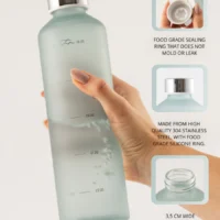 750 ml EQUA klaaspudel veejoomise meeldetuletusega