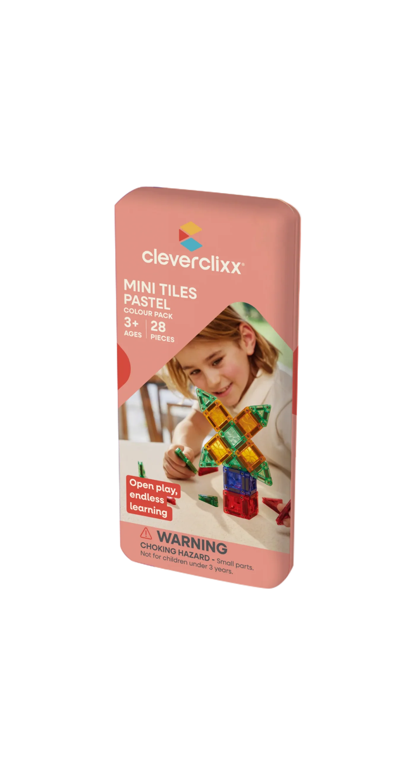 Cleverclixx Mini Tiles Pastel magnetklotsid metallkarbis reisile kaasa
