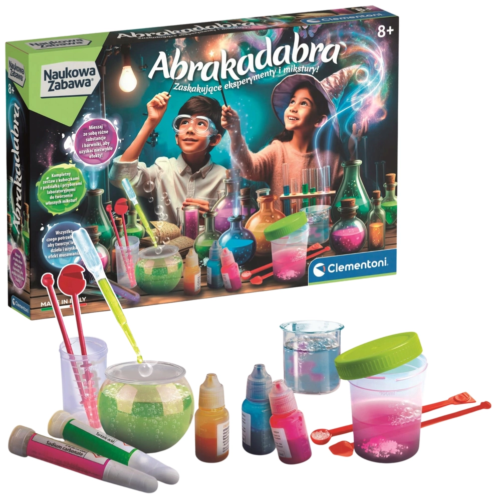Clementoni Abracadabra teaduskomplekt katsed ja võlujoogid 8+ Clementoni Science & Play keemiakatsete komplekt lastele