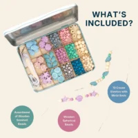 Cotton Twist mereteemaline käevõrude meisterdamiskomplekt lastele Seashell Treasures suur helmeste komplekt kuni 10 käevõru tegemiseks