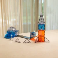 Cleverclixx Space Mission magnetklotsid 47 tk Kosmoseteemaline Cleverclixx magnetklotside komplekt valgusega ja kumerklotsidega