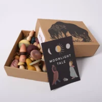 Grapat Moonlight Tale värvilised puidust figuurid ja kujundid väikeste maailmade mänguks