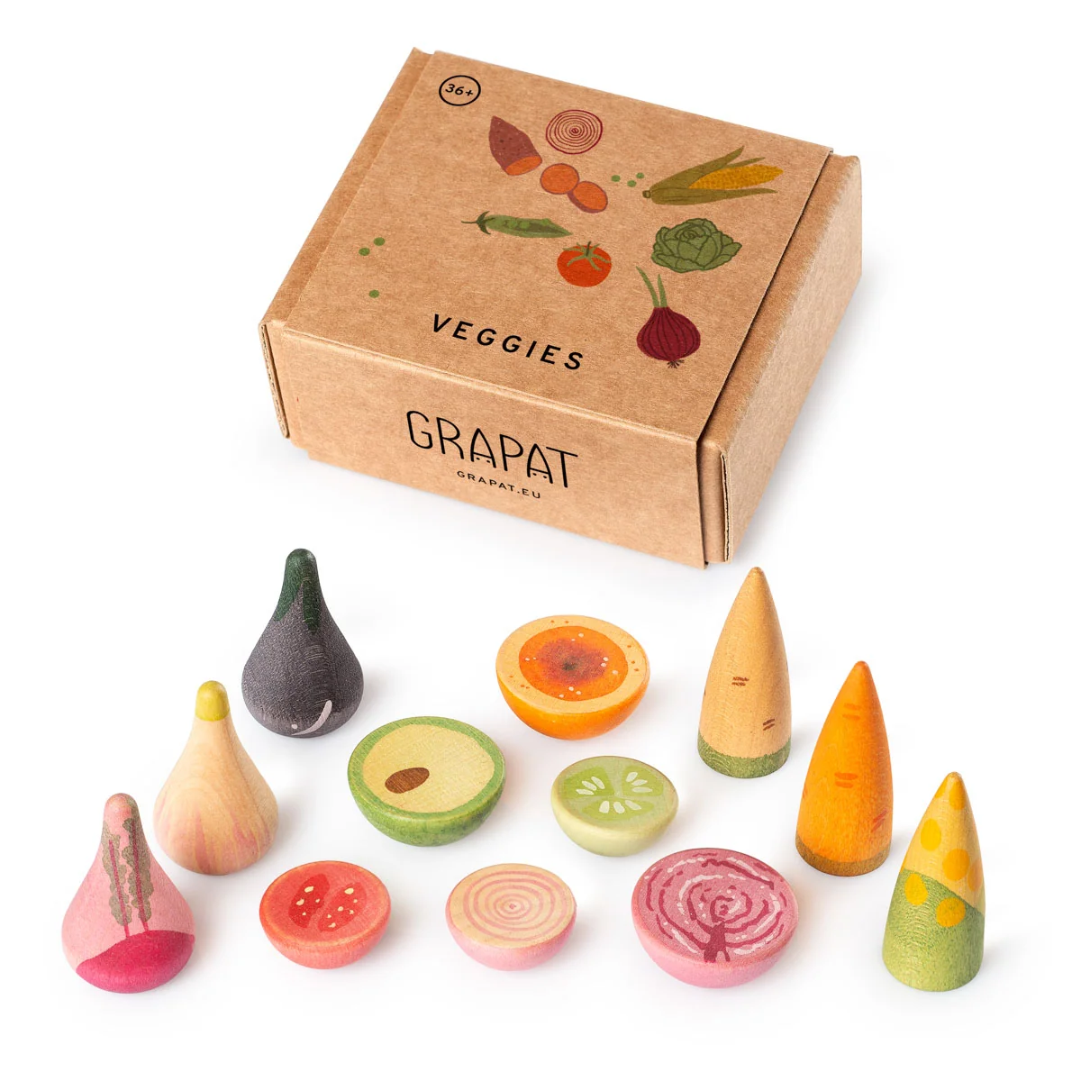 Grapat Veggies käsitsi värvitud puidust köögiviljad mängukööki ja poemängu